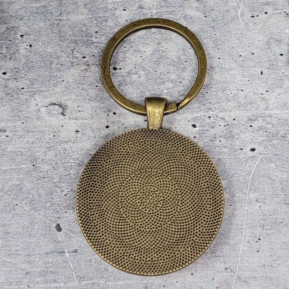 New Handmade | Striped Fabric Button Keychain - Picture 2 of 2